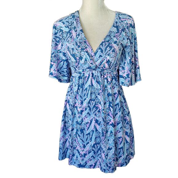 LILLY PULITZER Minka Skirted Romper Mini Dress Small Barton Blue Star Gazing - Picture 2 of 9